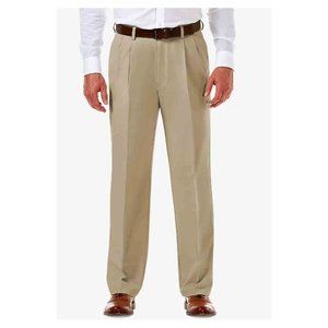 Haggar Cool 18 Pro Dress Pants Tan Flat Front Classic Fit Men's Size 40 X 34